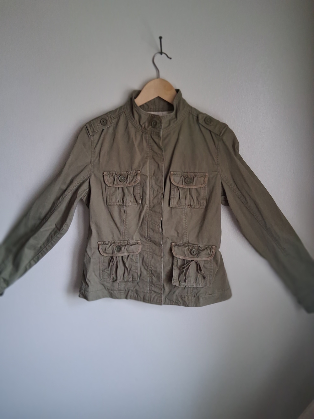 Tommy Hilfiger Vintage Women's Crop Military Utility Jacket Olive Green Size M
